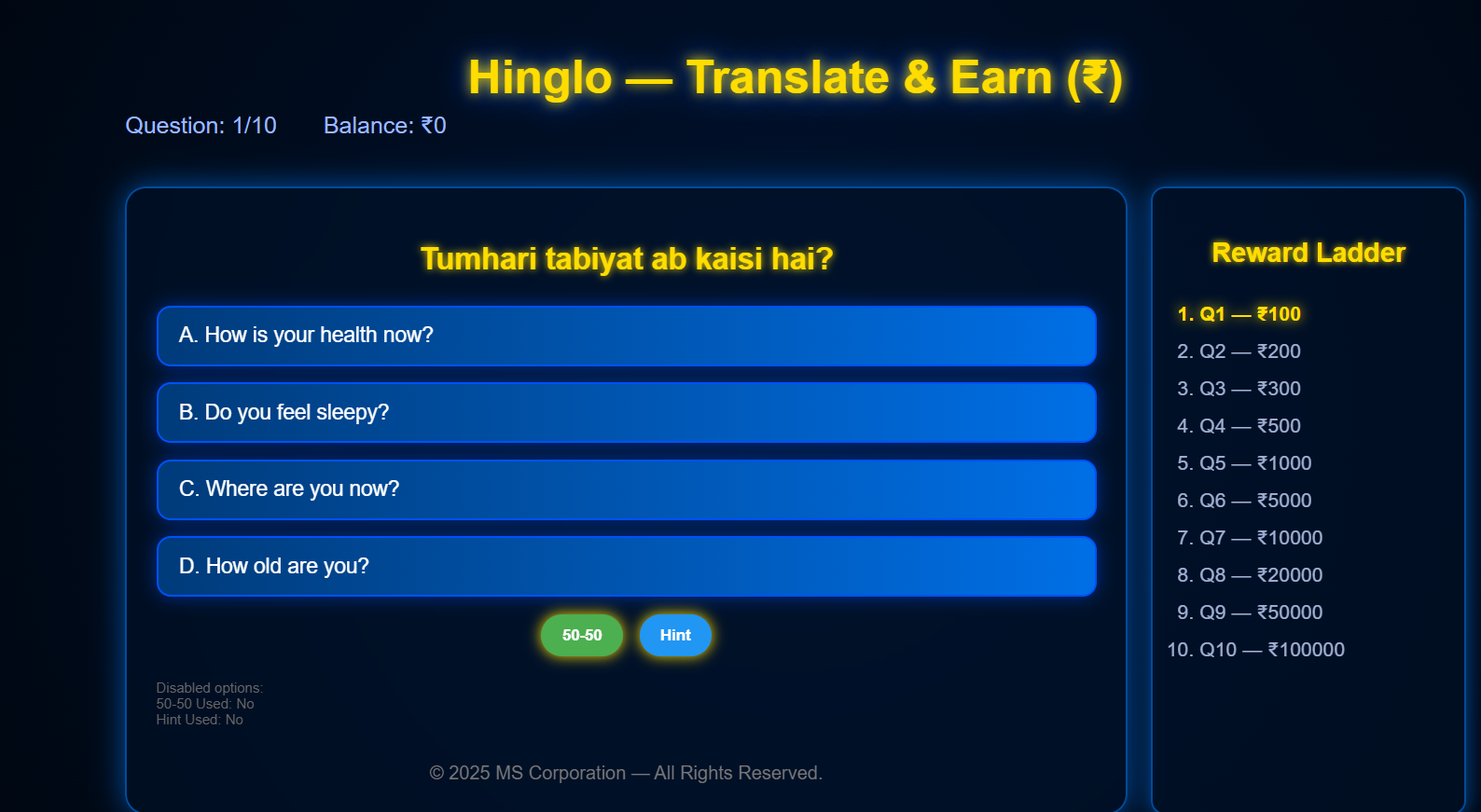 Hinglo Quiz